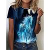 Summer Everyday Casual Women's Short-sleeved Top 3D Horse Print Women's Urban Street Fashion T-shirt Animal Lover T-shirt