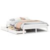 VidaXL Cadre de lit avec tiroirs blanc 150x200 cm bois de pin massif, sommier, cadre de lit double, cadre de lit en bois 3301951