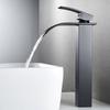 Matte Black Basin Faucet Deck Mounted Single Lever Bathroom Crane Waterfall Brass Bathroom Tap Hot and Cold Water Mixer Taps