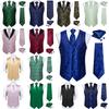 Silk Slim Waistcoat Dark Purple Paisley Wedding Vest Suit Tie Cufflinks Gift