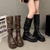 Vintage Women Knee High Boots Autumn Winter Ladies Causal Thick Heel Knight Long Botas Zapatos De Mujer