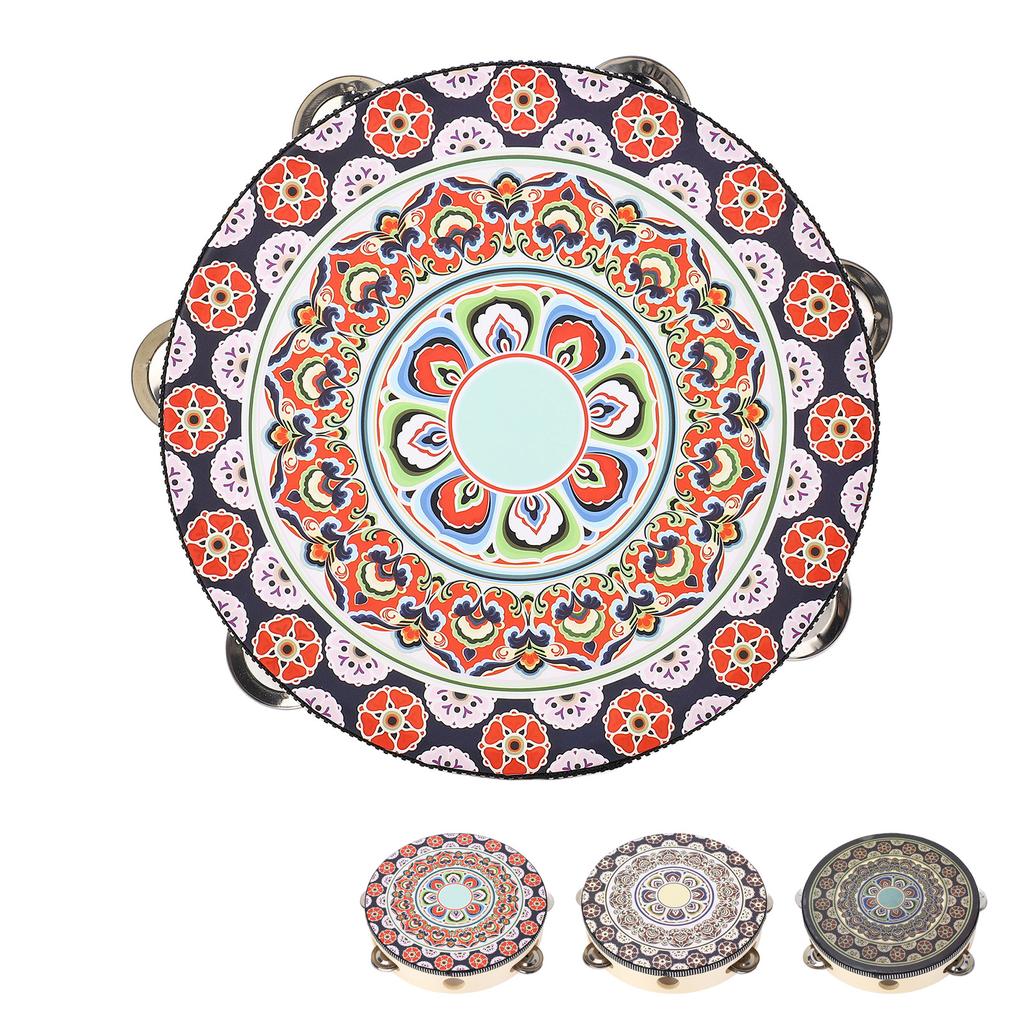 Hand Held Wood Tambourine 8 Inch Jingles Musical Educational Instrument for Adult and Children