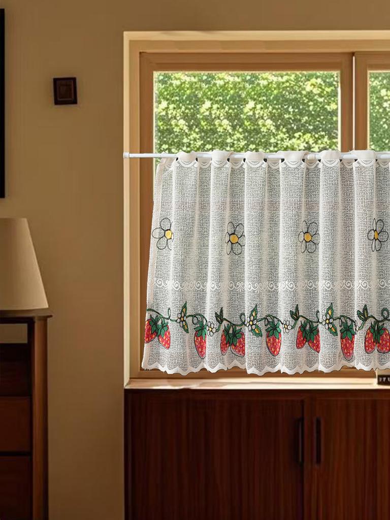 Короткие шторы в американском стиле для эркерного окна, без сверления, простой стиль, оконный экран, светопроницаемые, пылезащитные, с клубничным узором