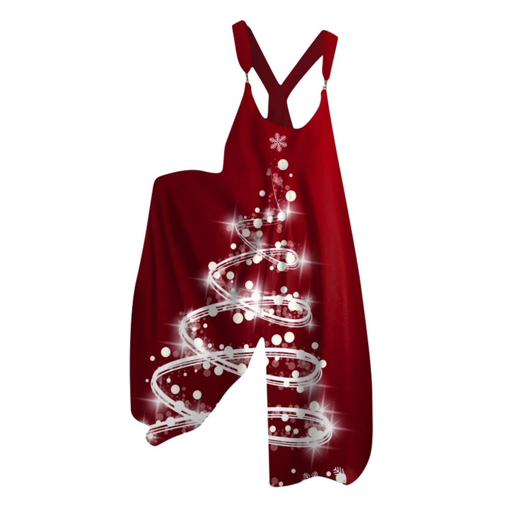Женский летний комбинезон с рождественским принтом в винтажном стиле (Нерегулируемые ремни)