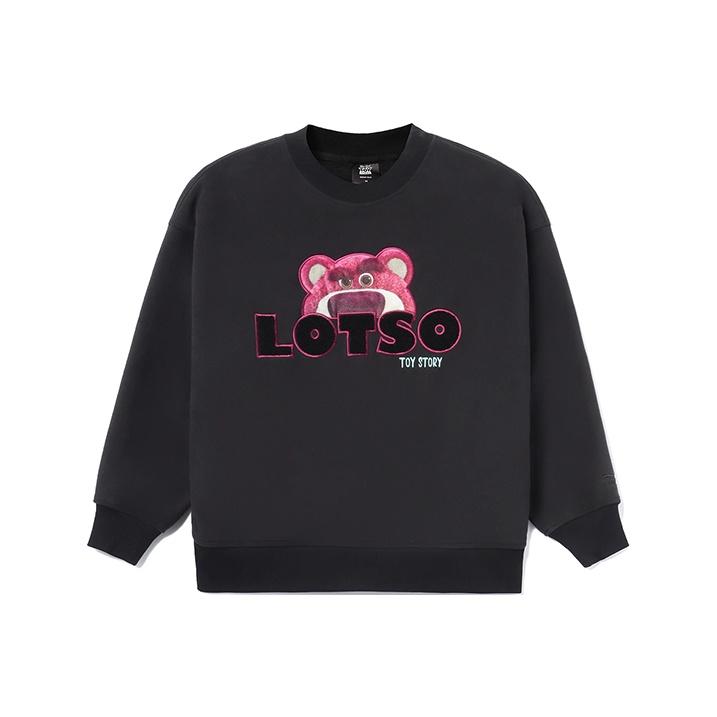 Li Ning X Disney Toy Story Strawberry Bear Series Cartoon Print Флисовый свободный пуловер Толстовка Женская толстовка Черная AWDR758-3