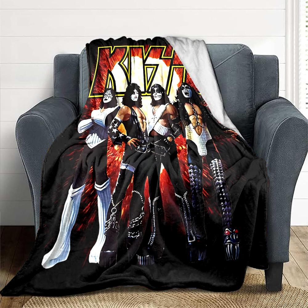 1pc KISS Band Soft Skin-Friendly Flannel Blanket with Digital Printing, Various Sizes Available for Family, Friends, Birthday