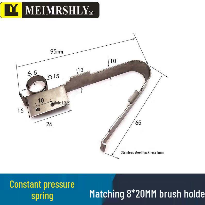 JR Motor Carbon Brush Holder Grip Bracket with Constant Force Spring, Aluminum Copper, 25*32*60 mm.