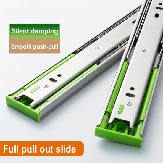2 шт. Направляющие для ящиков из нержавеющей стали, 3-секционные, с плавным закрыванием, шарикоподшипниковые, для бокового монтажа сзади, полного выдвижения