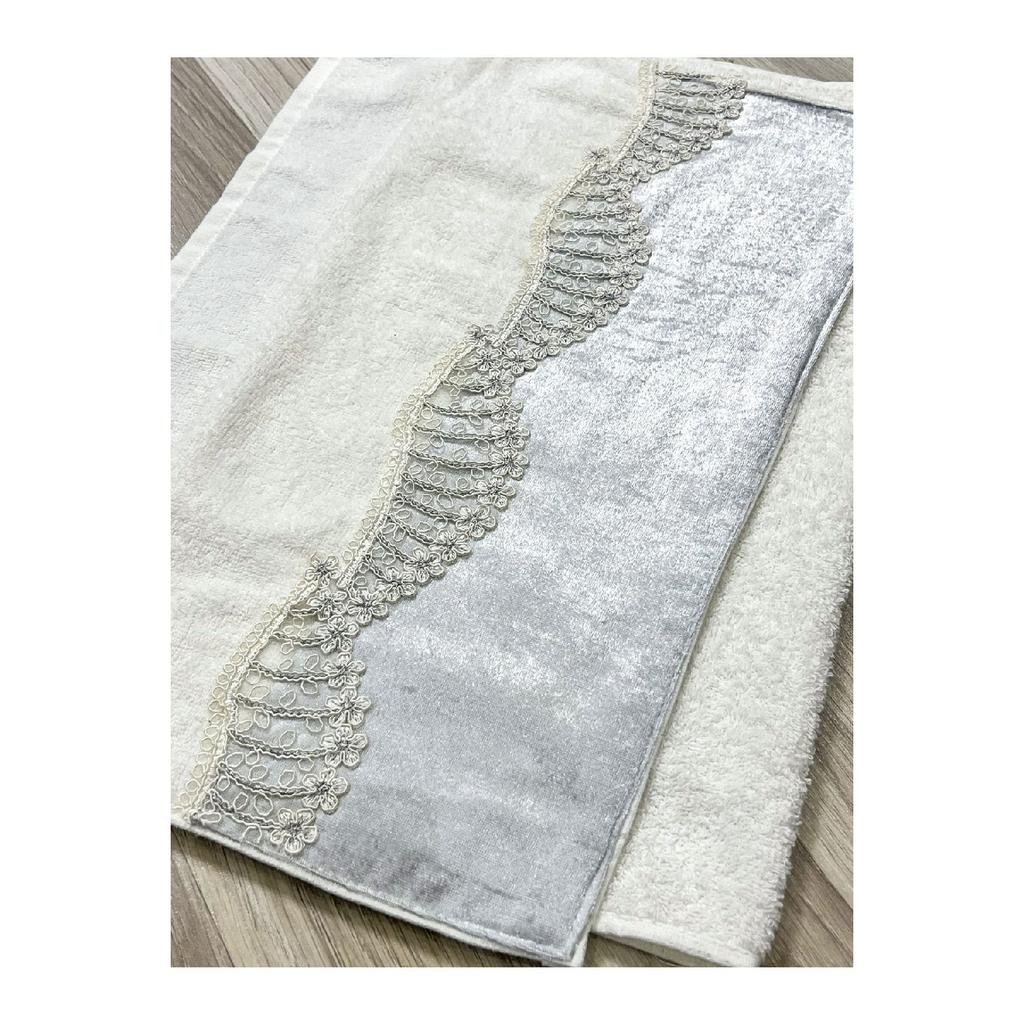 6 Piece Velvet French Laced Dowry Box Boxed Prayer Rug Set Bride Groom Set