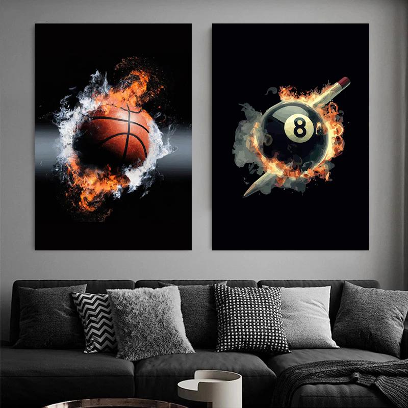 Абстрактная акварель баскетбол футбол бейсбол плакат печать спорт холст картины настенные художественные картины для комнаты домашний декор