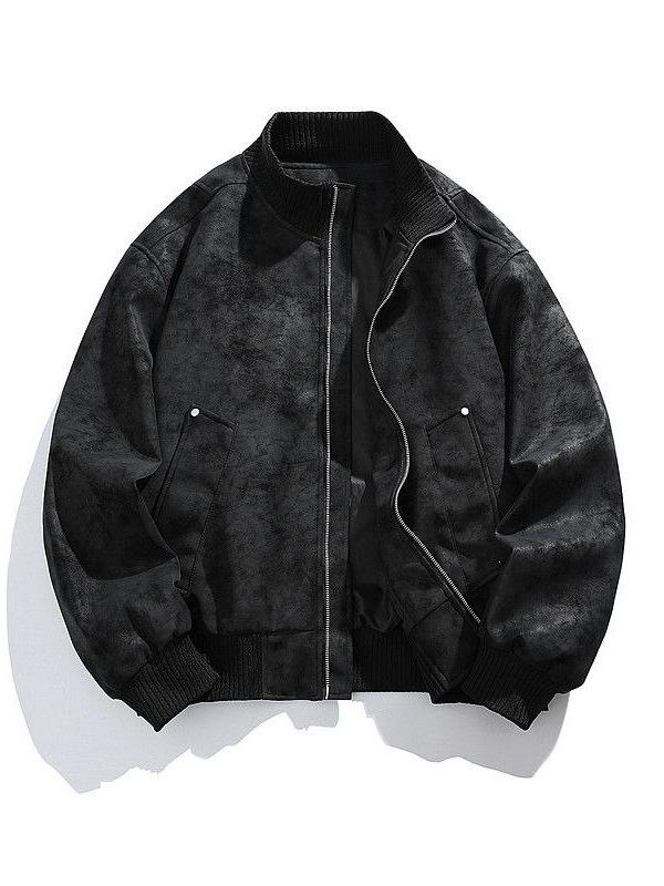 Унисекс Ретро Пилотская Куртка-Бейсболка из Искусственной Кожи с Воротником-Стойкой - Осенне-Зимняя Коллекция