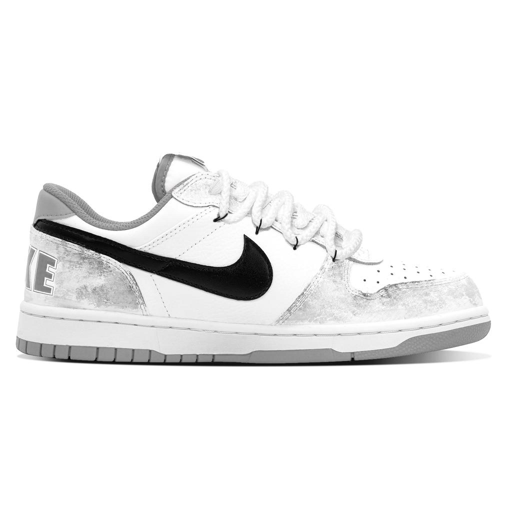 Nike Большой ОЛЕНЬ Морская Эра Кожаные Устойчивые к истиранию Нескользящие Низкие Скейтбордические Туфли Мужские Белый Серый 355152-106(Команда84-)