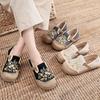 Fashion Flower Embroidered Women Handmade Linen Cotton Espadrilles Loafers Comfortable Sneakers Casual Walking Shoes 35-40 2024