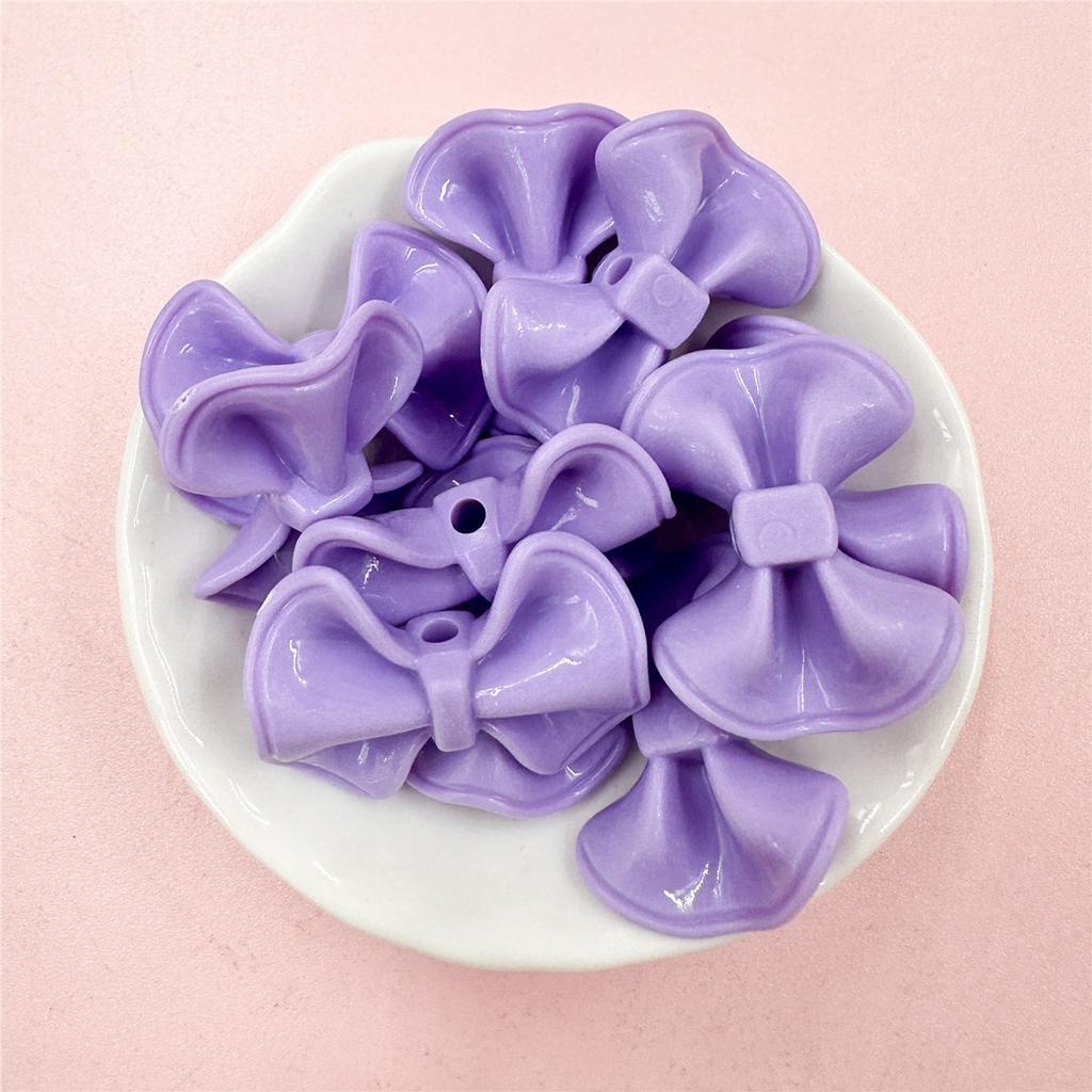 23.2*31mm 10Pcs Candy Color Cream Bow Acrylic Beads Charms DIY Bracelet Necklace Accessories for Jewelry Making
