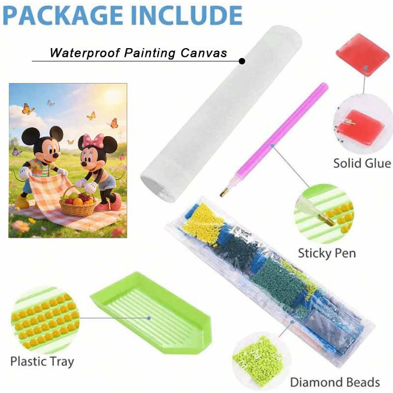 Disney DIY diamond painting 5d full diamond Mickey Minnie picnic cross stitch diamond living room bedroom decorative painting
