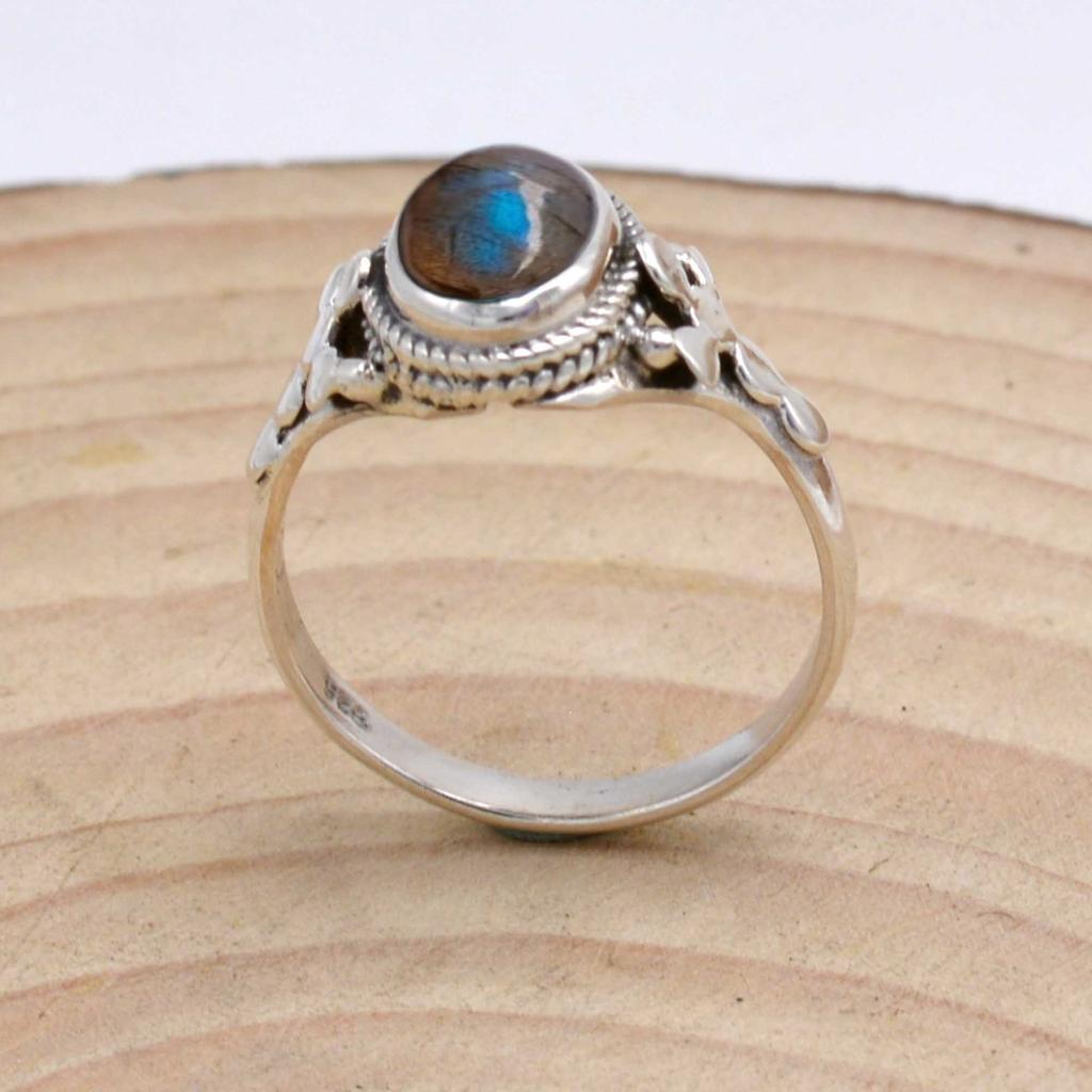 Женское кольцо с крестом из стерлингового серебра 925 пробы с лабрадором, кольцо ручной работы с камнем, подарок для нее, эффектное кольцо с овальным драгоценным камнем