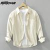 Весна и лето 100 хлопок с длинным рукавом мужская рубашка повседневный универсальный топ однотонный цвет рубашка на пуговицах с карманом простой стиль мужская одежда