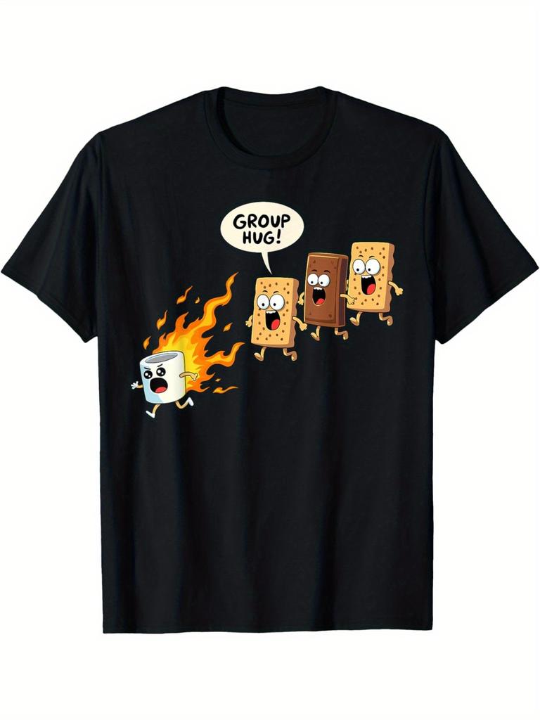 Funny Camping Smores Group Hug Cute Smores pattern design 100 cotton casual Oneck shortsleeved Unisexs printed Tshirt