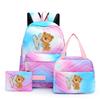 3 шт./компл., рюкзак с милым медвежонком, 26 английских букв, обратно в школу, детский рюкзак, сумка для обеда для мальчиков и девочек, пенал, студенческая сумка