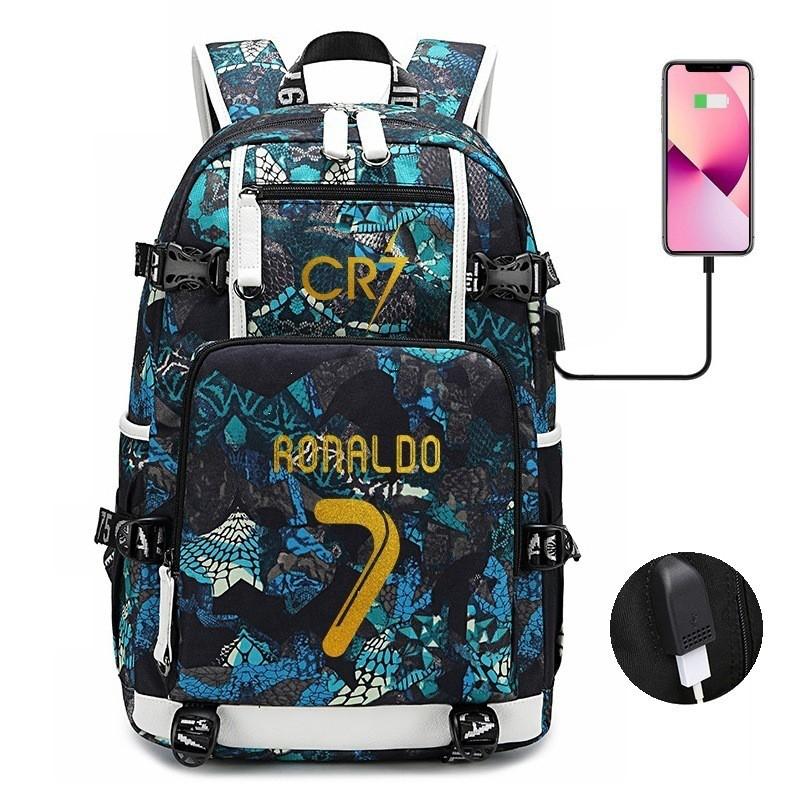 Glow-in-the-Dark Soccer Backpack Teens Large Capacity Laptop Bag With Padded Straps Oxford Fabric Trendy Patchwork Design