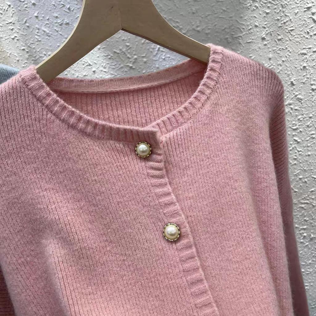 Кардиган, свитер, весенне-осенний свободный свитер с круглым вырезом, пальто, топ, женский мягкий клейкий милый однобортный вязаный кардиган