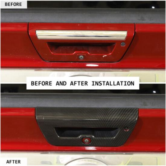 Tailgate Door Handle Bowl Decor Cover Trim For Ford F150 2015- Carbon Fiber
