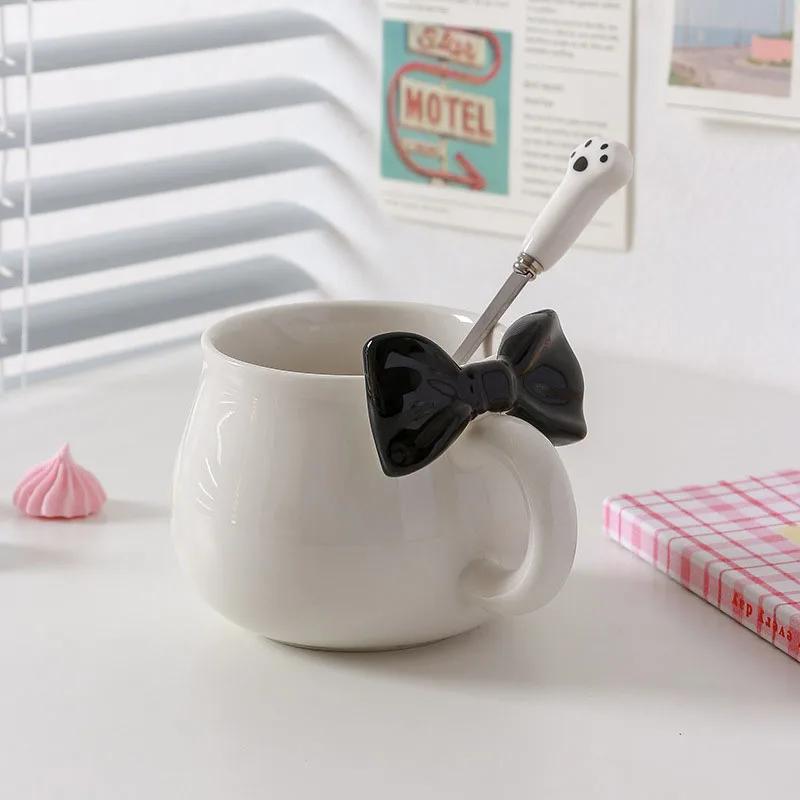 Креативная кружка с бантом, керамическая кружка для послеобеденного чая, милая мультяшная кружка для кофе, домашняя кружка для молока, сока, кружка для напитков, красивые подарки