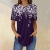 Short Sleeve Womens Tops Summer T-Shirts Floral Print V Neck Casual Basic Tee Button Shirts Tunic Tops