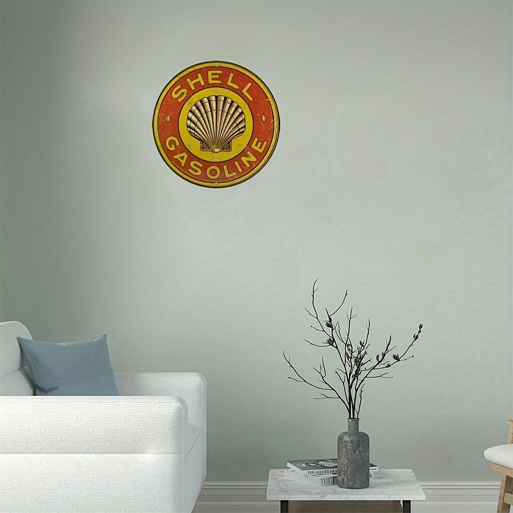 Металлический винтажный знак Shell Gasoline, настенное искусство из алюминия размером 7,87x7,87 дюйма, круглая табличка в деревенском стиле с УФ-печатью, декор для внутреннего и наружного применения