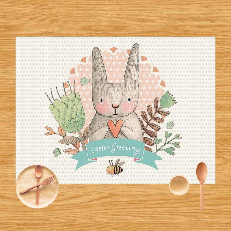 Пасхальные салфетки-подставки с изображением кролика, трансграничные, Amazon, имитация льна, салфетки-подставки с пасхальными яйцами, скатерти для вечеринок и банкетов