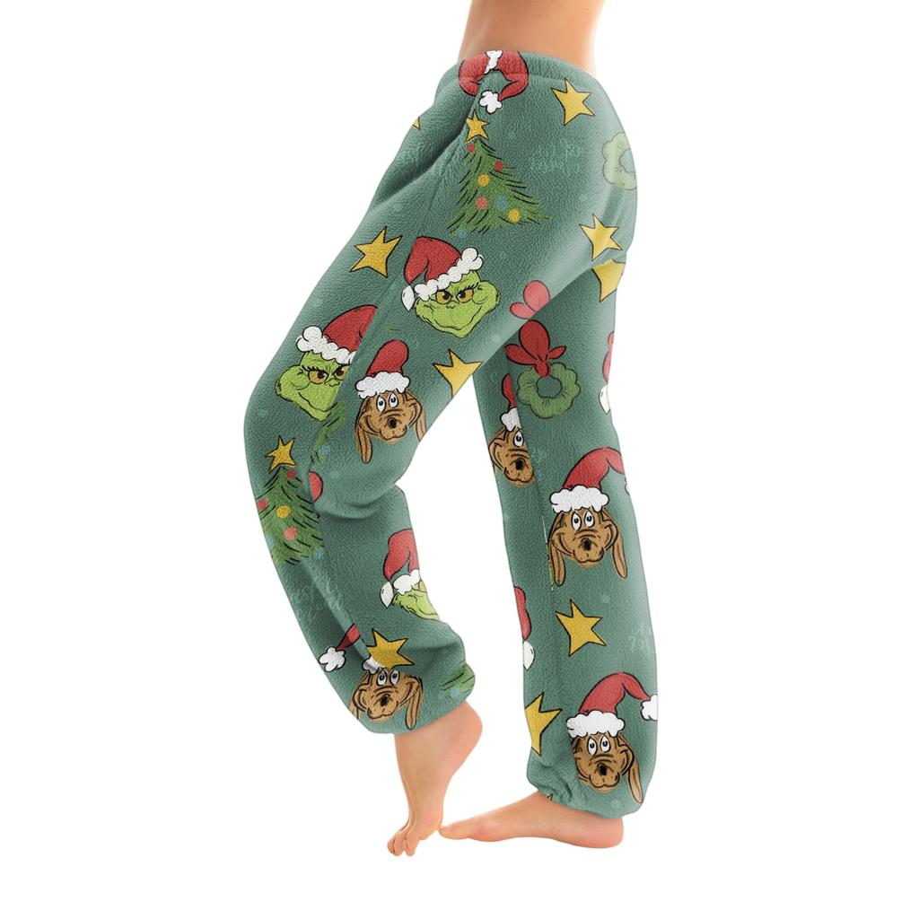 Women's Solid Color Trousers With Cuffs Casual Pants And Pajama Pants