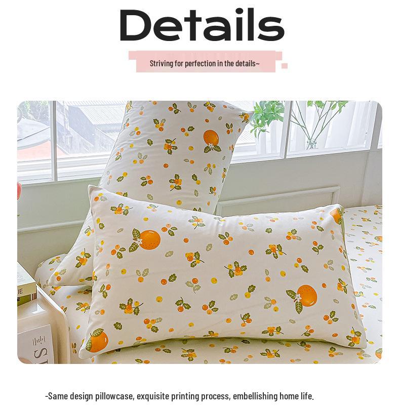 Комплект постельного белья из чистого хлопка, три предмета - Грубая ткань, на резинке, Подходит для общежитий и младенцев