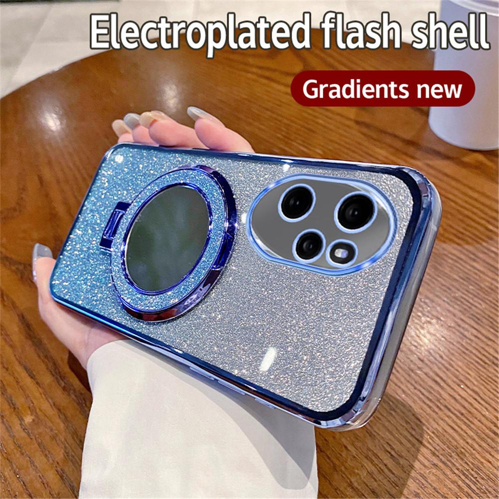Роскошный зеркальный аксессуар Блестящий чехол для Huawei Honor 100 90 80 70 Pro 50 60 SE 20 30 Pro Мягкий чехол-подставка Блестящая крышка