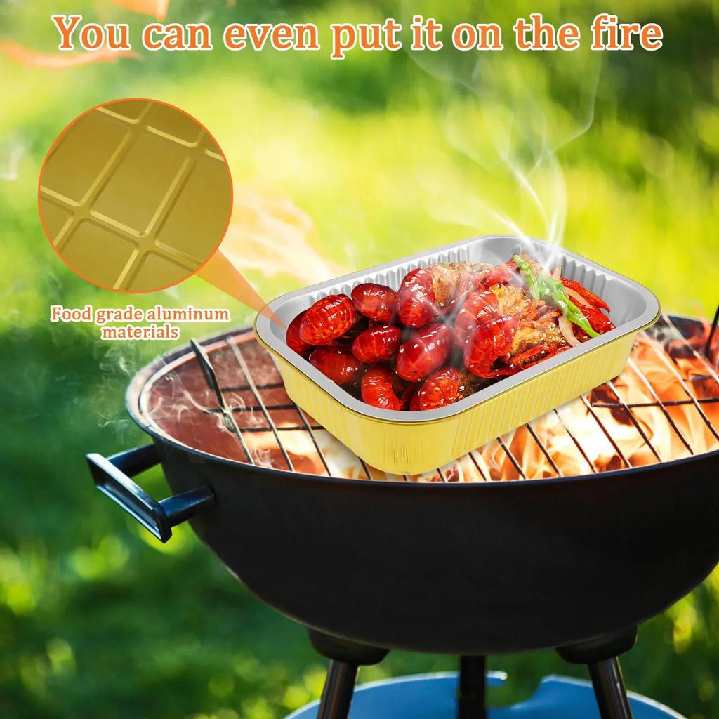 20 шт. Алюминиевые формы с крышками, пищевая алюминиевая фольга, противень, золотой лоток-контейнер, прямоугольные алюминиевые формы для выпечки кексов