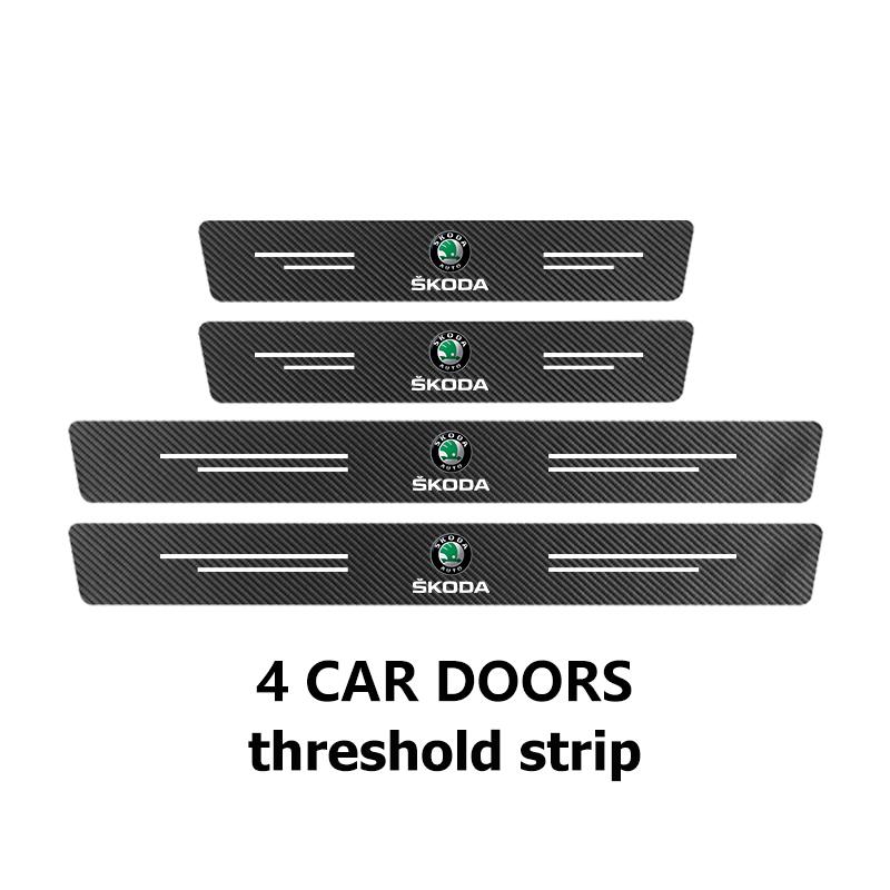 VJDX3 Car Carbon Fiber Door Sill Anti-Scratch Guard Sticker Accessories For Skoda octavia a5 a4 mk1 2 fabia superb rapid mk3 yeti 2006
