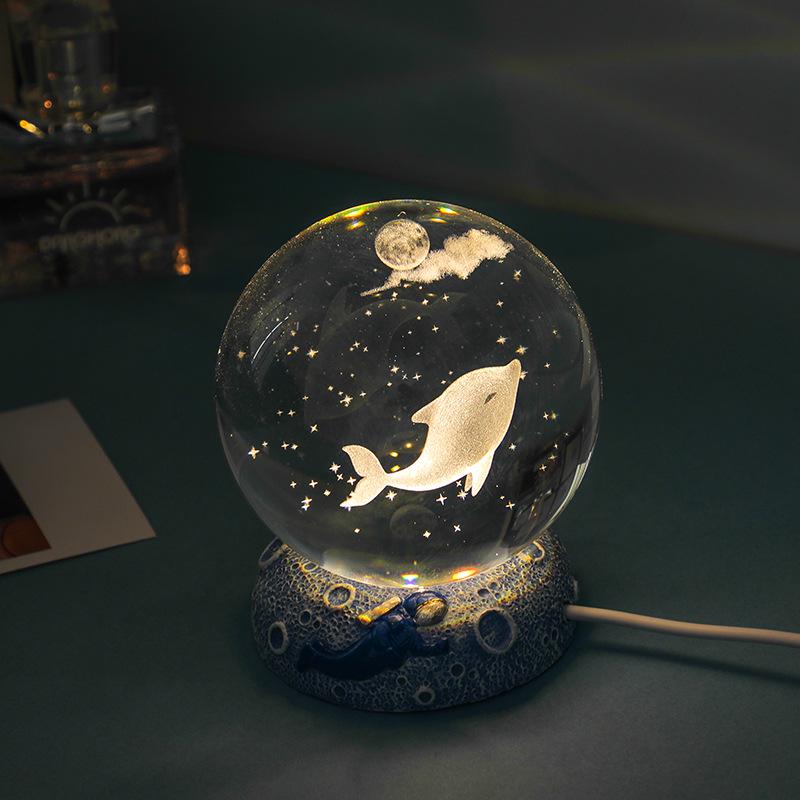 Starry Sea 3D Crystal Ball Night Light - Ocean Series Ornament & Birthday Gift