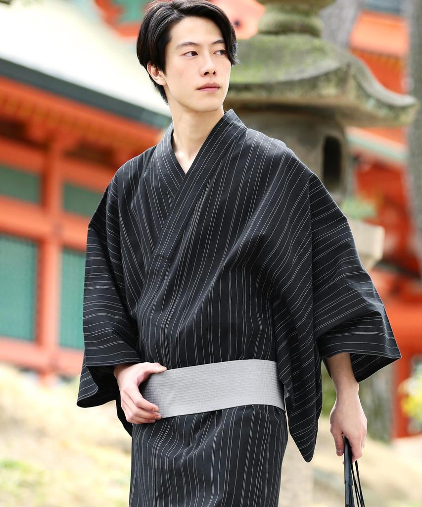 Комплект юката Shingen складной LE Ночной дождь легко надевать юката летний японский японский [Rochelle] мужской 6-предметный (Юката, оби, гэта, сумка, веер,