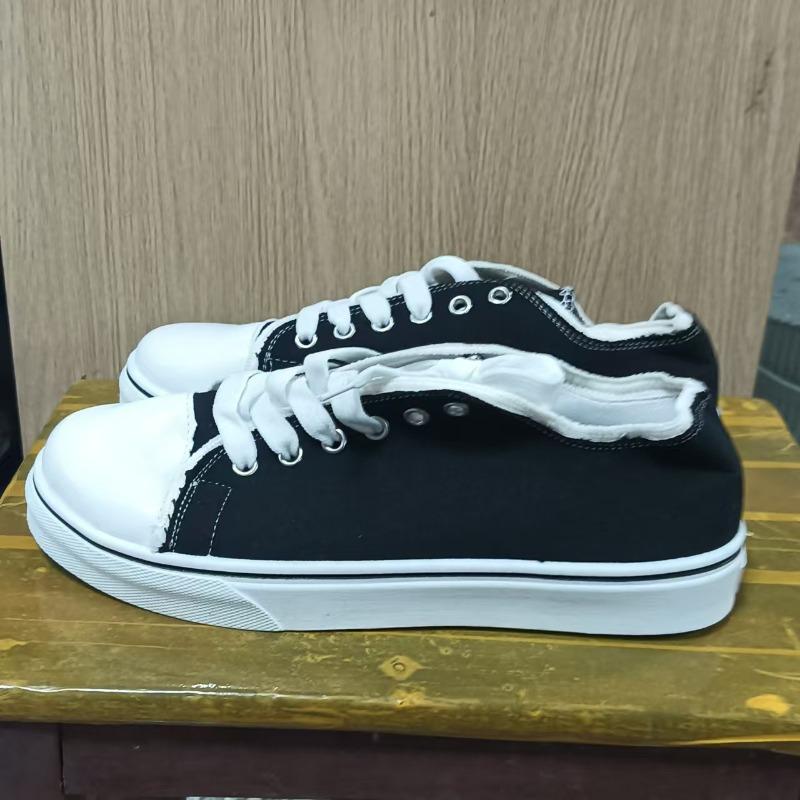 Низкие парусиновые туфли, Женские повседневные туфли на плоской подошве с круглым носком, Студенческие кеды