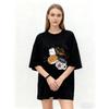 Oversized T-Shirt Black Coffee And Pancakes Print Casual Everyday Wear
