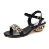 Sexy Summer Women's Sandals Open Toe Slip-on Sandals Women's Low-cut Non-slip Rhinestone High-heeled Sandals Shoe Size 34-41