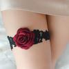 Stretch Handmade Embroidered Stretch Garter Lace Leg Ring Set Lace Red Rose Flower Garters