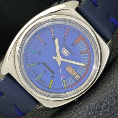 АВТОМАТИЧЕСКИЕ 7009A ВИНТАЖНЫЕ SEIKO 5 ЯПОНИЯ МУЖСКИЕ ЧАСЫ С СИНИМ ЦИФЕРБЛАТОМ a701450-5