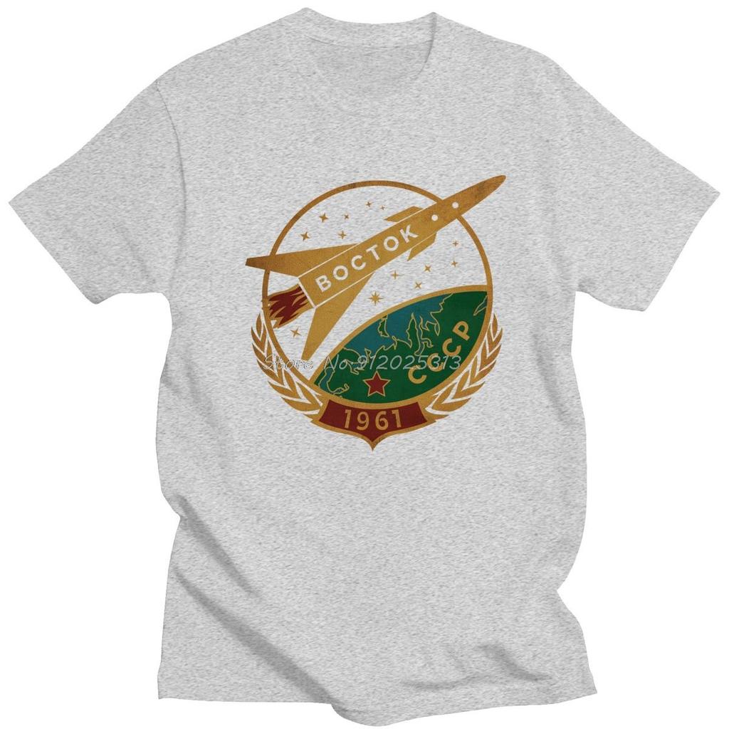Vintage CCCP Soviet Union Vostok T Shirt Unisex Cotton 1961 Gagarin USSR T-shirt Short Sleeved Russia Astronaut Propagan Tees