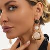 Three Layer Statement Dangle Earrings Round Shape Marbled Geometric Earrings  Daily Wear
