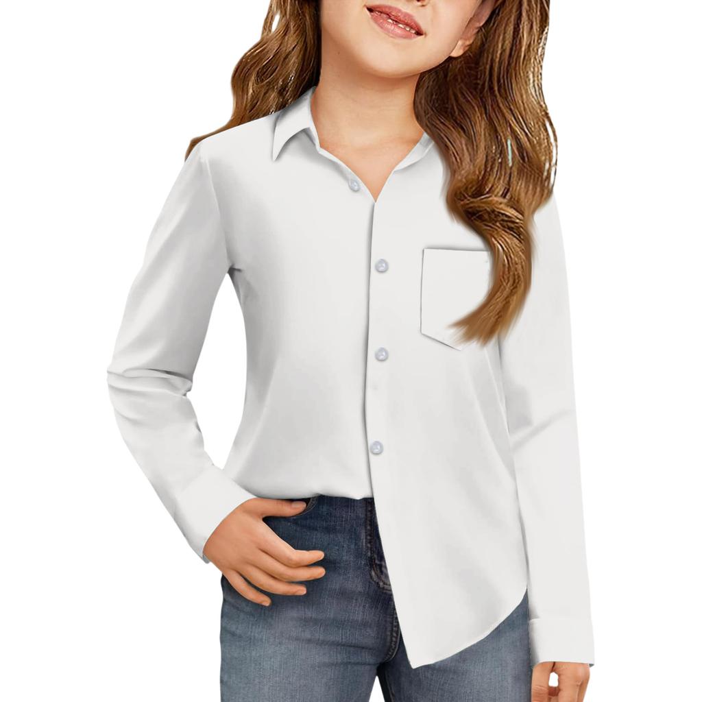 Girls' Button-Down Shirt - Long Sleeve Dress Blouse