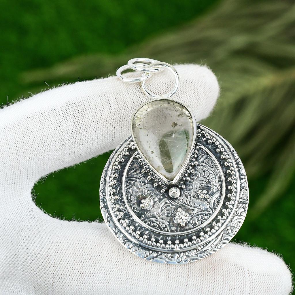 Friendship Day Sale Natural Golden Rutile Sterling Silver Unique Pendant Jewelry