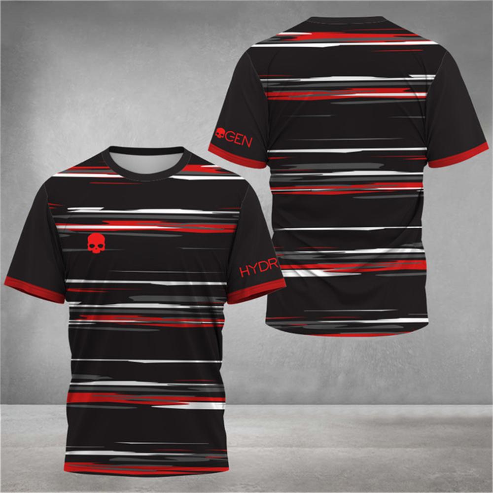 Летняя теннисная 3D-печатная мужская футболка, модные полосатые футболки с коротким рукавом и круглым вырезом, дышащие быстросохнущие спортивные топы