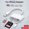 3 In 1 SD TF Card Reader For Apple iPhone 14 12 13 11 Pro Max XR XS USB C Camera Converter For iPad Android  Laptop OTG Adapter