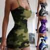 Sexy Women Sleeveless Spaghetti Straps Camouflage Print Party Bodycon Mini Dress