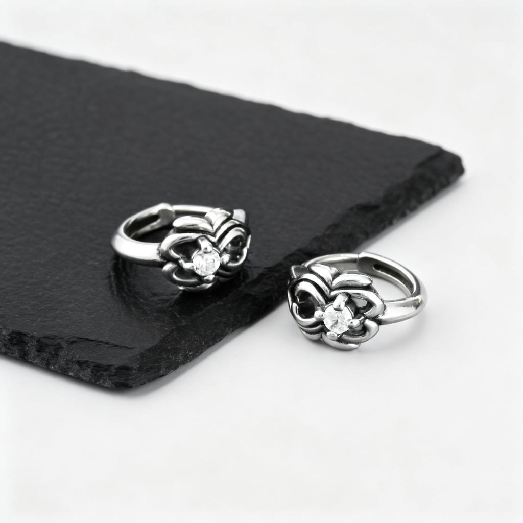 Gothic Huggies Hoop Earrings for Men Women,Anti Allergy Stainless Steel Round Huggies,Punk Jewelry Gift